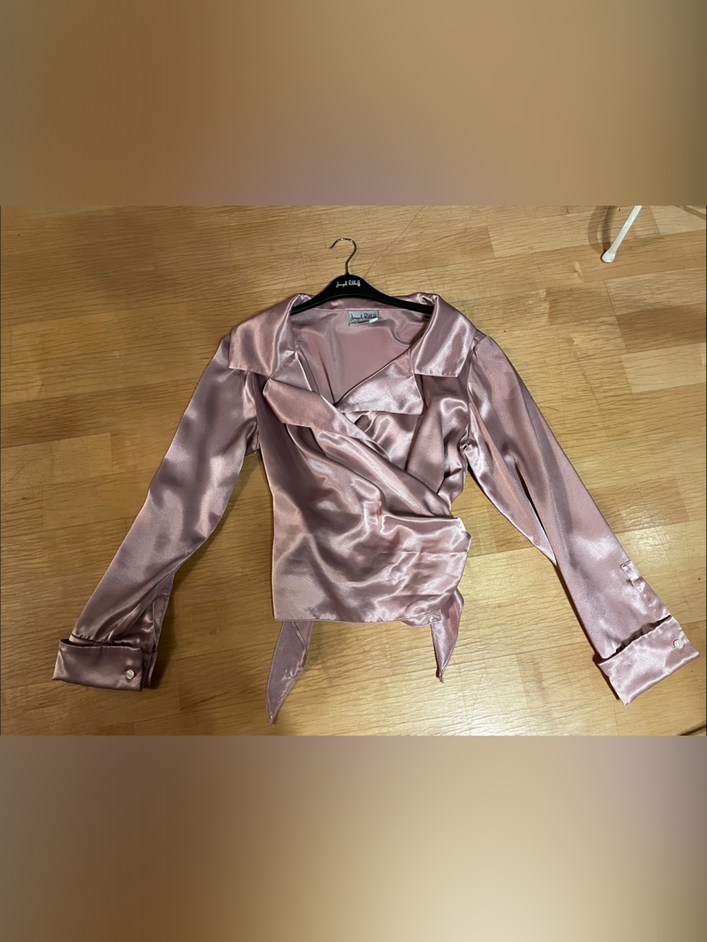 VTG Joseph Ribkoff Rose Satin Draped Wrap Blouse